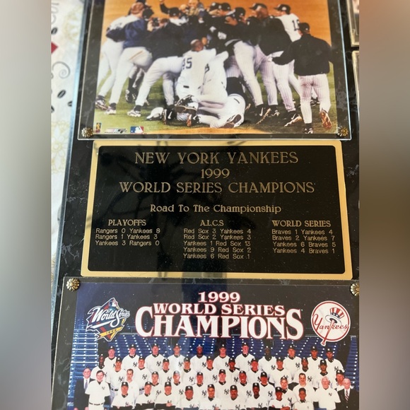 1999 NY Yankees World Series Champions Plaque with 4 Baseball Cards Inc. Jeter - Picture 5 of 5